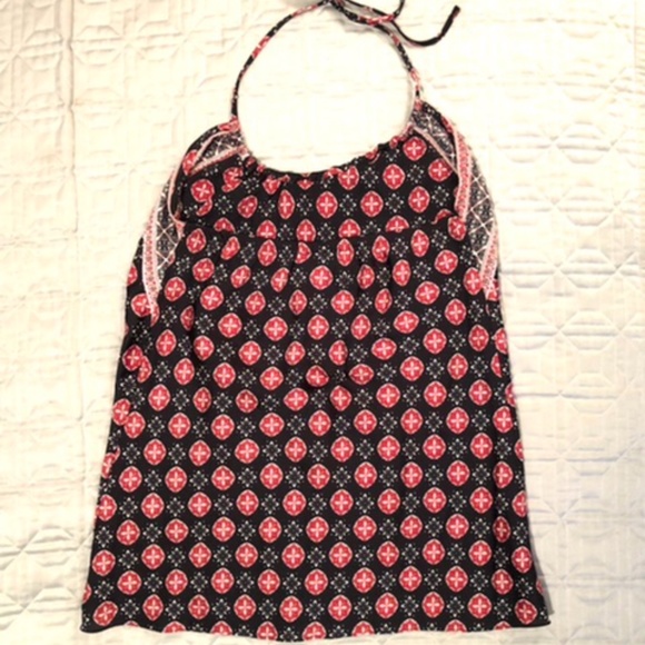 Black-Red-White Halter Top - Picture 2 of 11